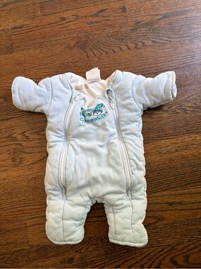 Light Blue Quilted Baby Sleepsuit with Dual Zippers